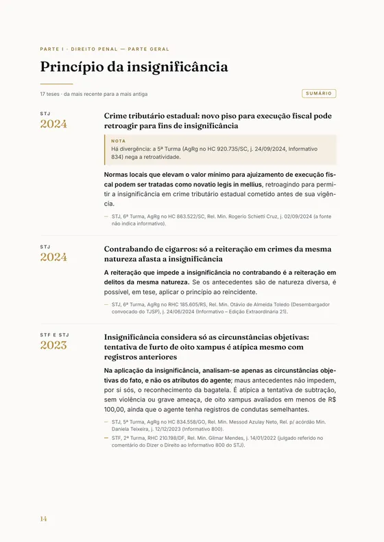 Página 14 do e-book: teses sobre o princípio da insignificância